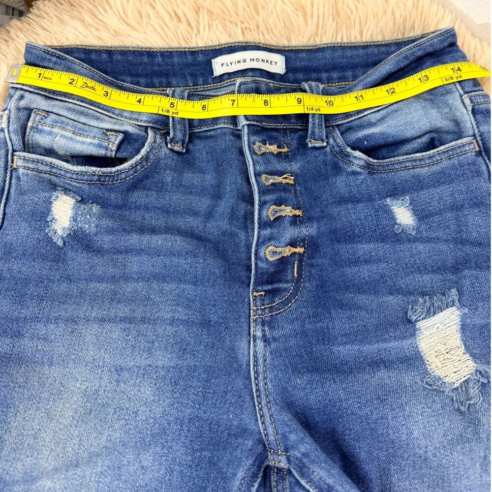 Flying Monkey High Rise Button Fly Distressed Ski… - image 1